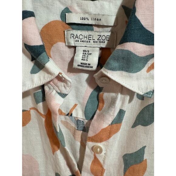 Rachel Zoe Floral Linen Button Front Mini Shirt Dress Size Small - Picture 8 of 8
